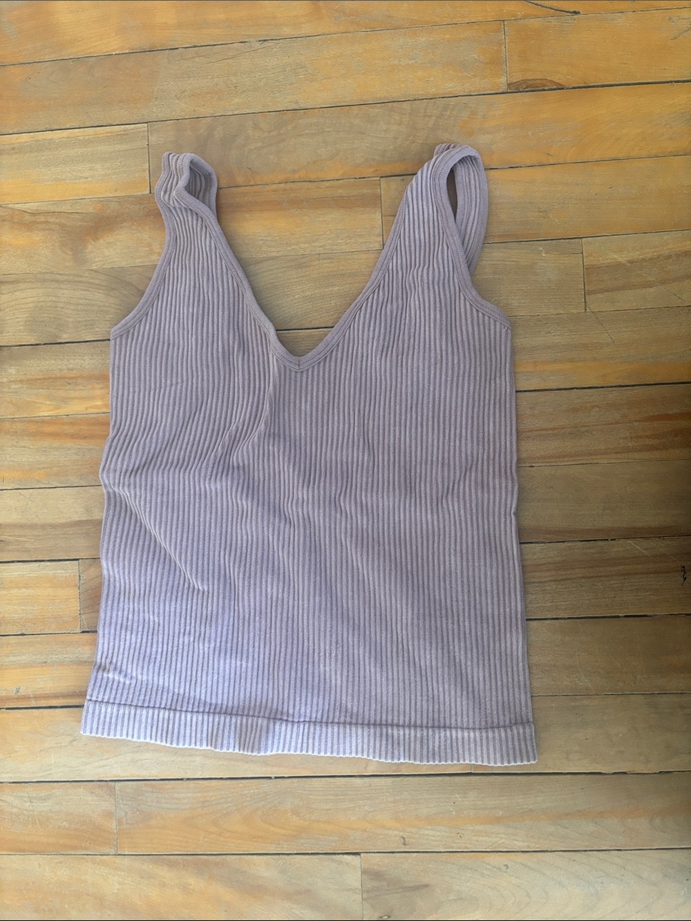 Aura Lavender Ribbed V-Neck Tank Top
